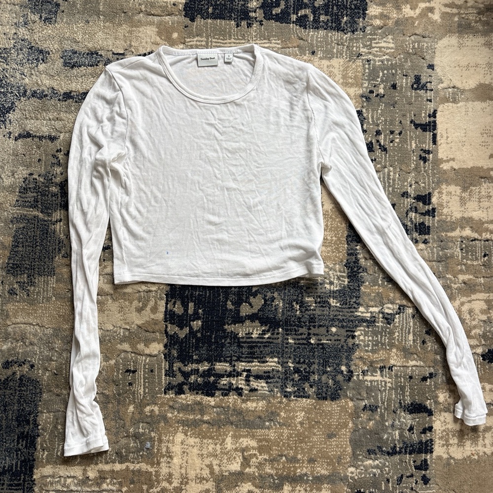 Sunday Best White Long Sleeve Crop Top